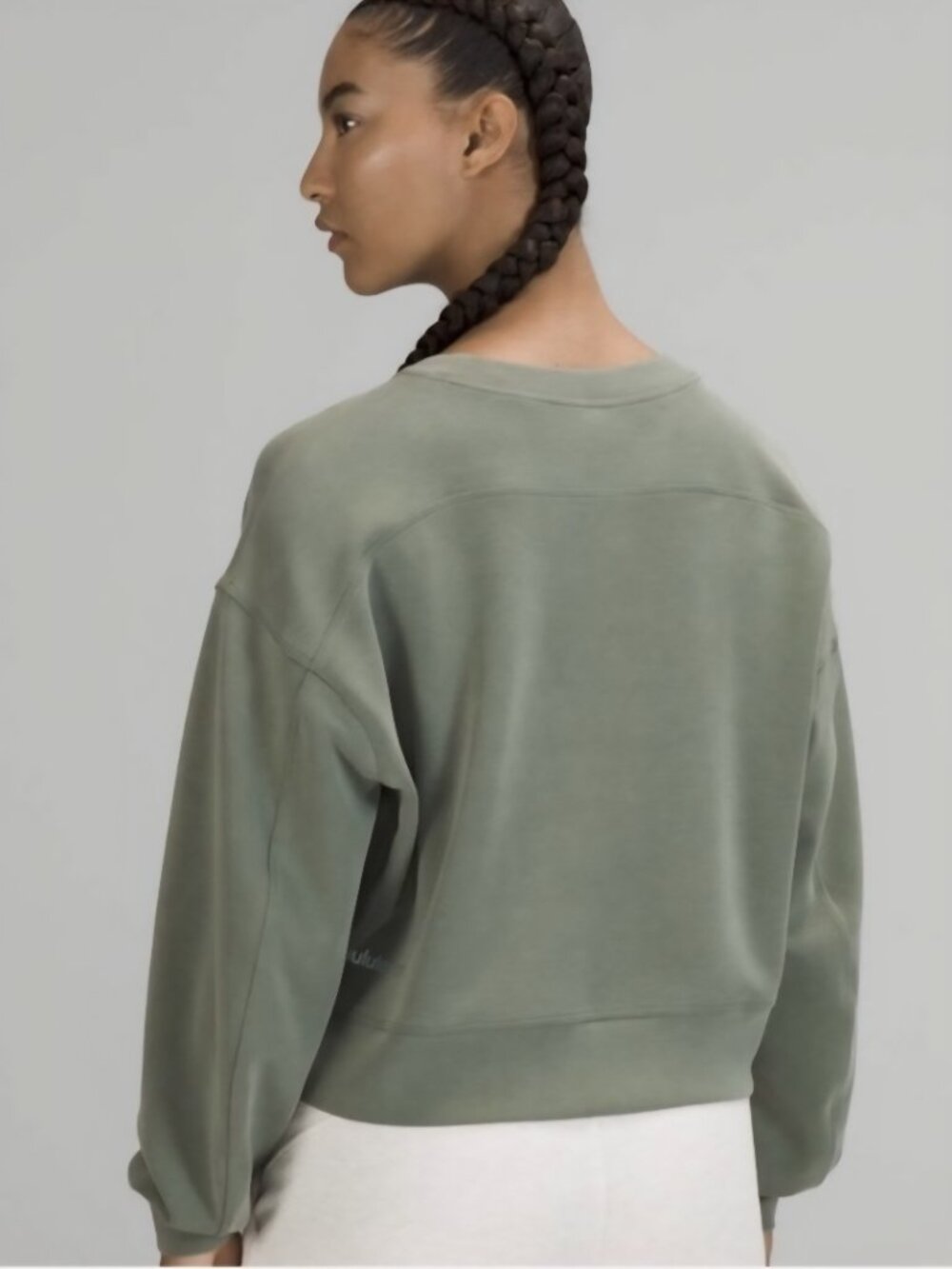 Lululemon perfectly oversized cropped crewneck sweatshirt Sz 2 softstreme Green